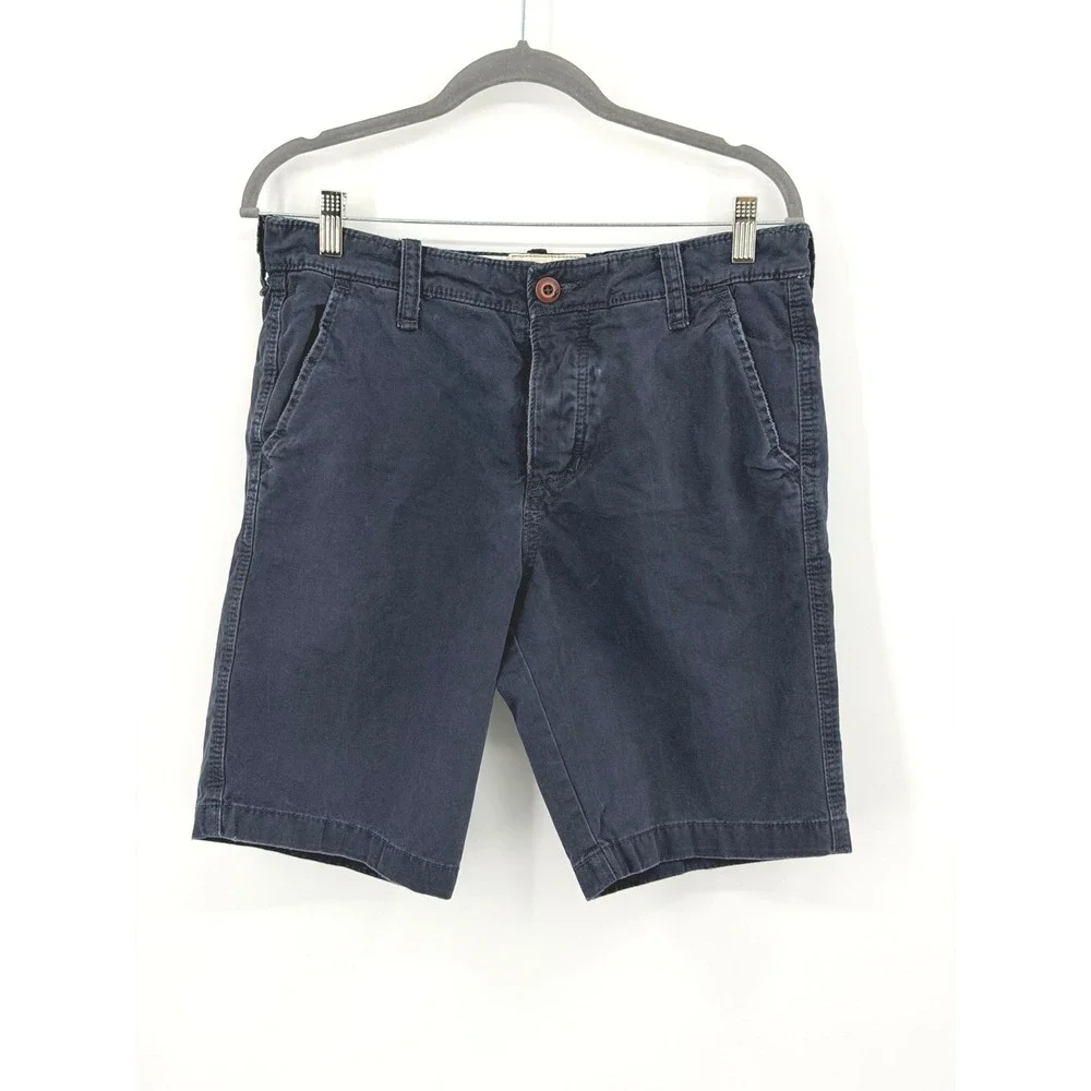 Hollister Mens Epic Flex Chino Shorts Navy‎ Blue Size 32 Flat Front Cotton Blend